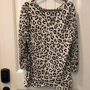 NWOT XL Laurie Felt reversible animal print blouse with accordion bell sleeves.